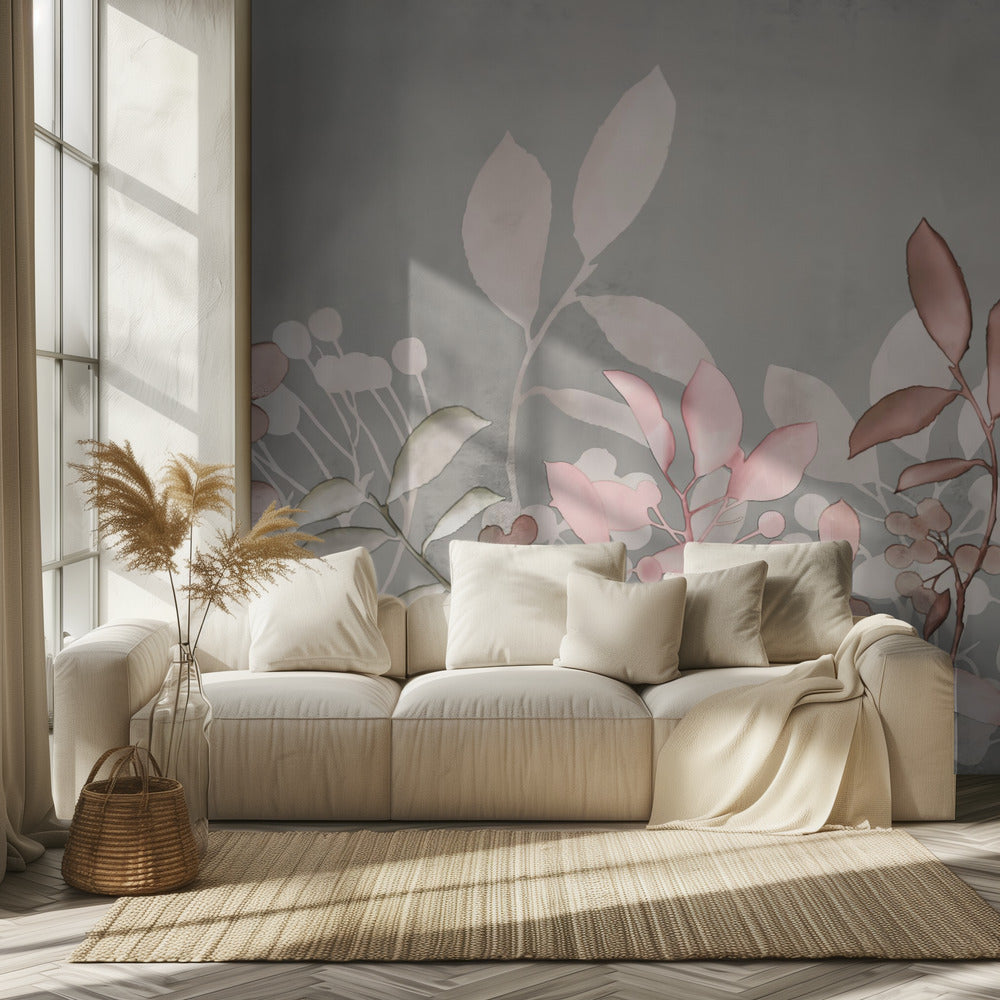 Acuarela Pastel Rosa Jardín | Papel Pintado Fotográfico