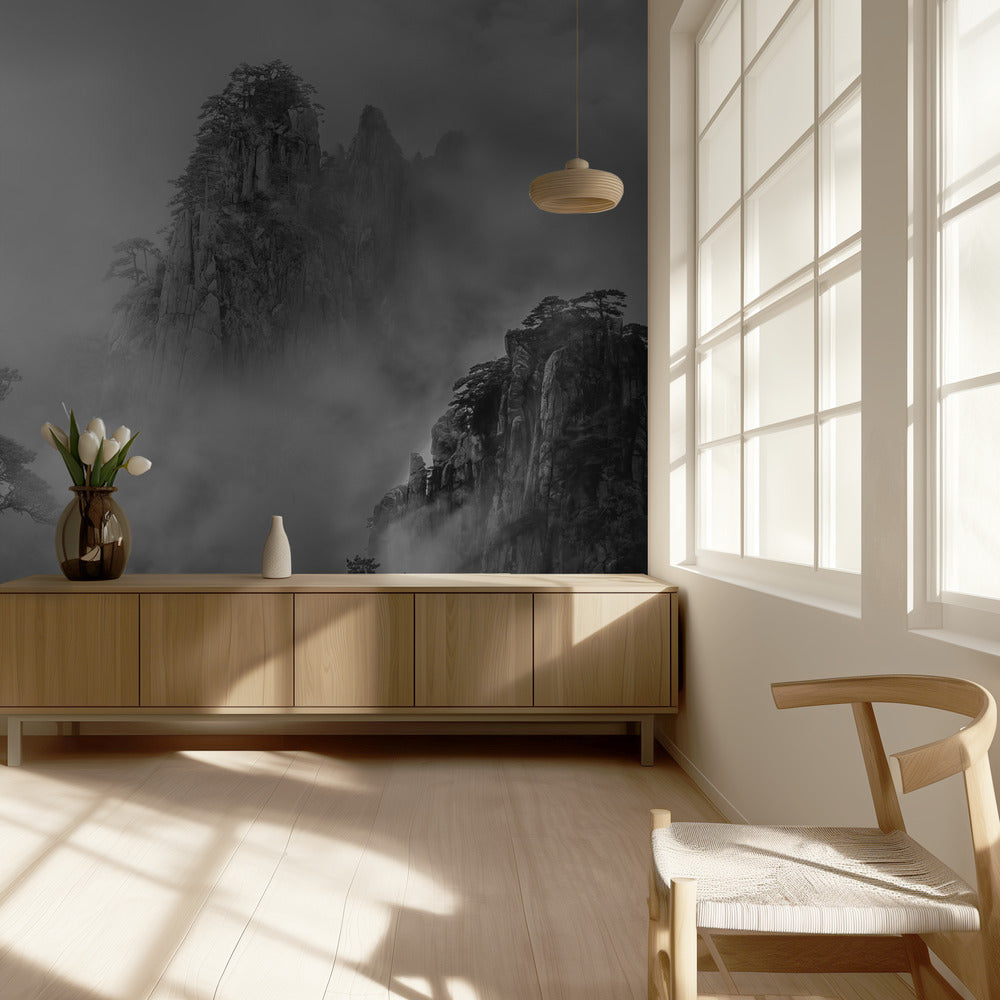 Huang Shan nella nebbia | Carta da Parati Fotografica