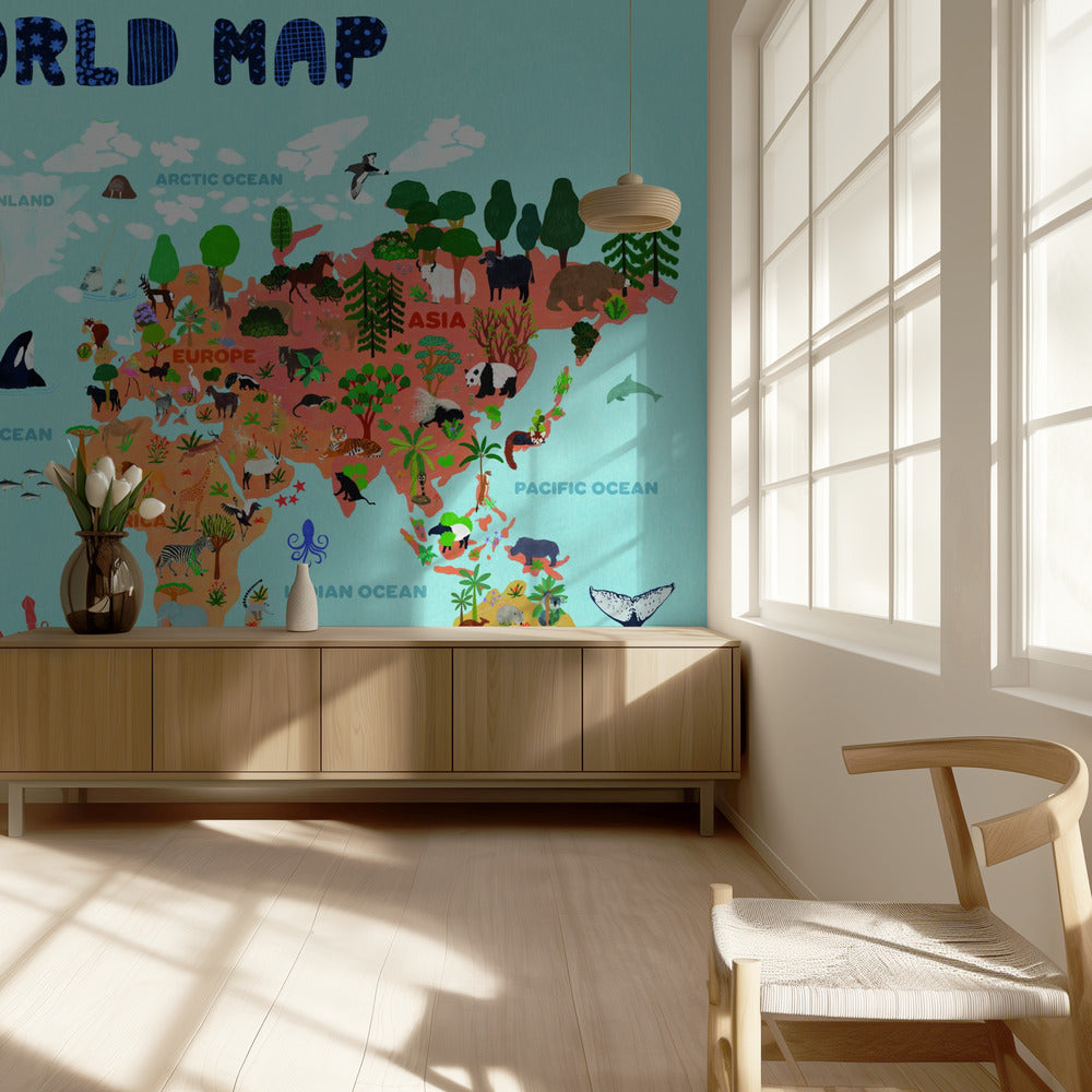 Mapa del mundo para niños | Papel Pintado Fotográfico