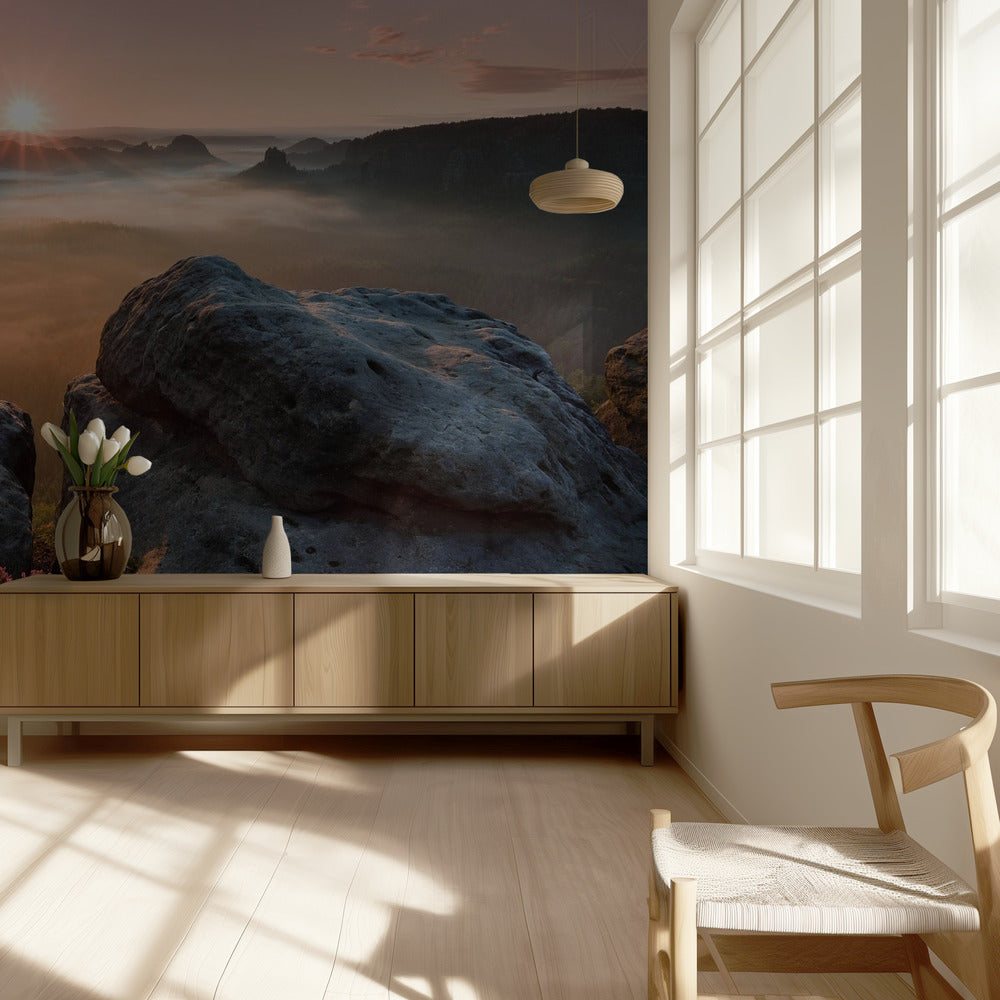 Auringonnousu kallioilla | Valokuvatapetit