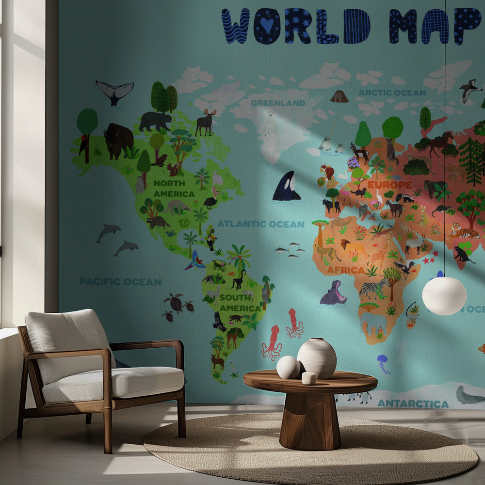 Mapa del mundo para niños | Papel Pintado Fotográfico