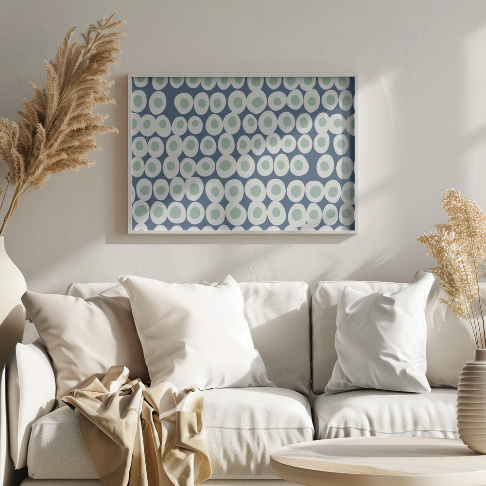 Wonderful bold dots blue and mint pattern | Poster