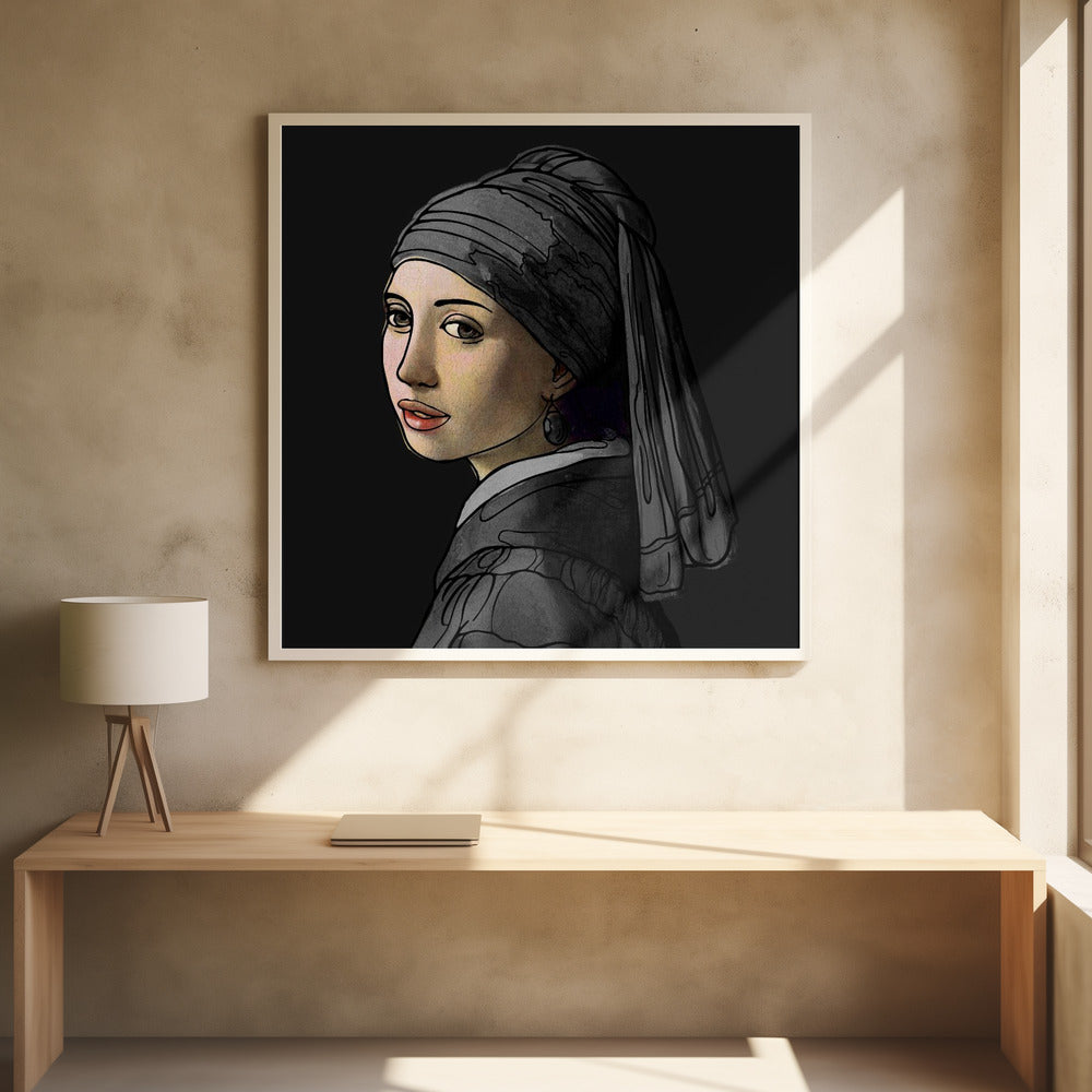 Girl With a Pearl Earring the Doodled Edition | Poster