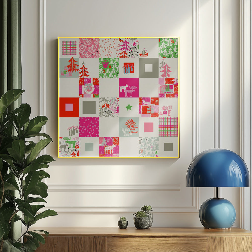 Weihnachts-Winter-Patchworkmuster | Poster