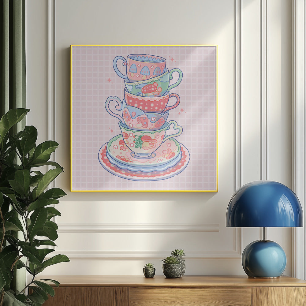 Teacup with Mushroom Patterns | Poster