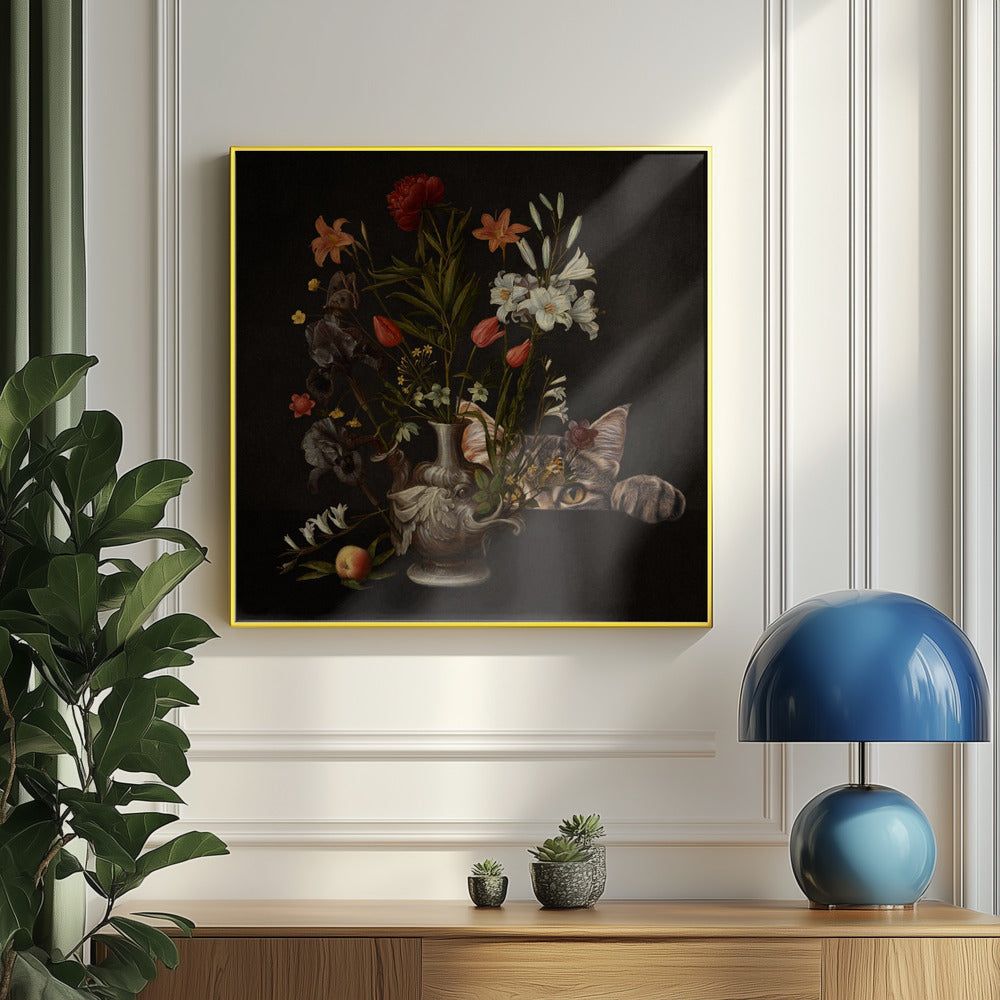 Vintage Vase mit leuchtenden Blumen | Poster