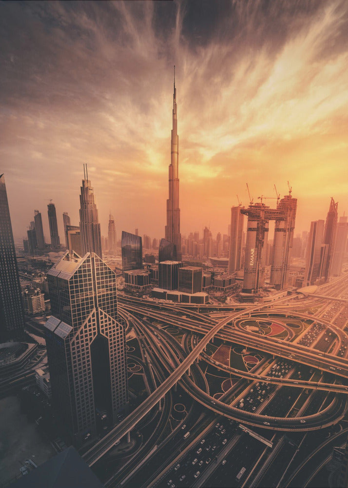 Il tramonto infuocato di Dubai | Stampe su Tela