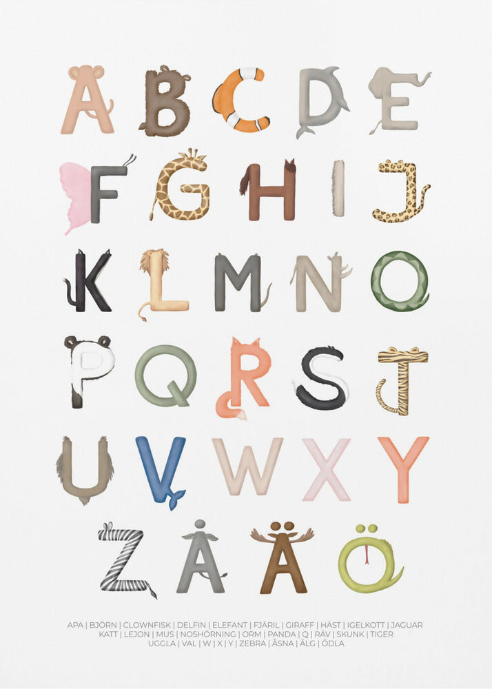 Letras de animales | Impresiones en Lienzo