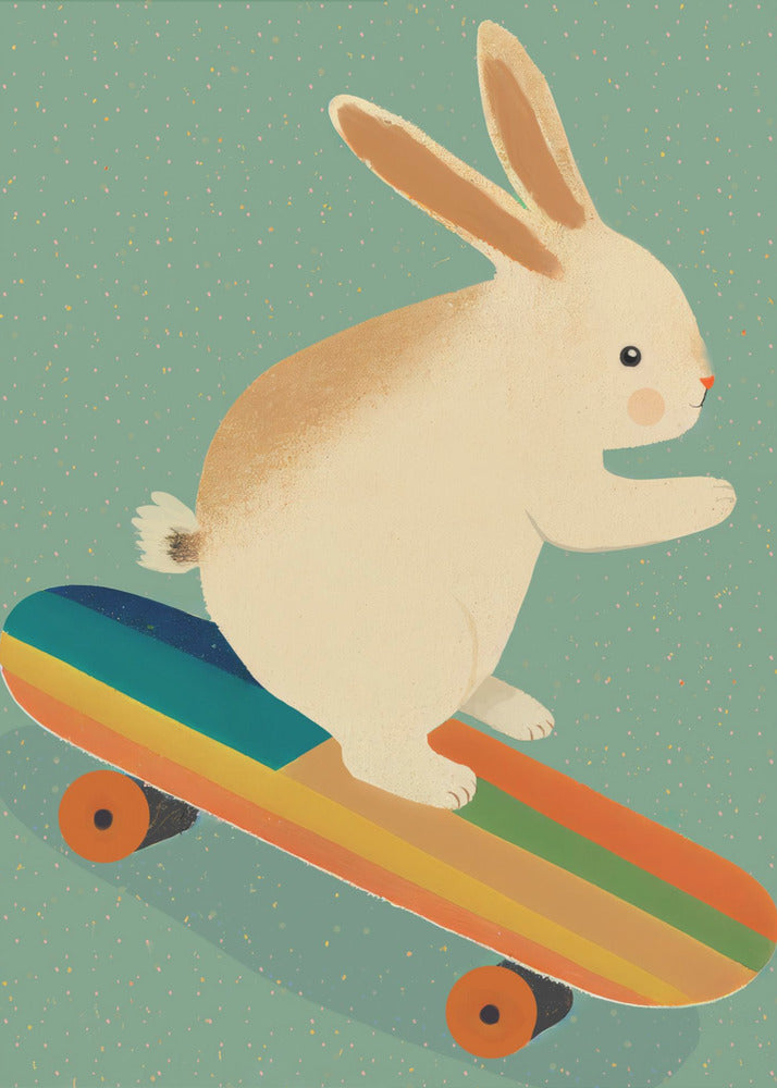 Lapin sur skateboard | Tableaux sur Toile