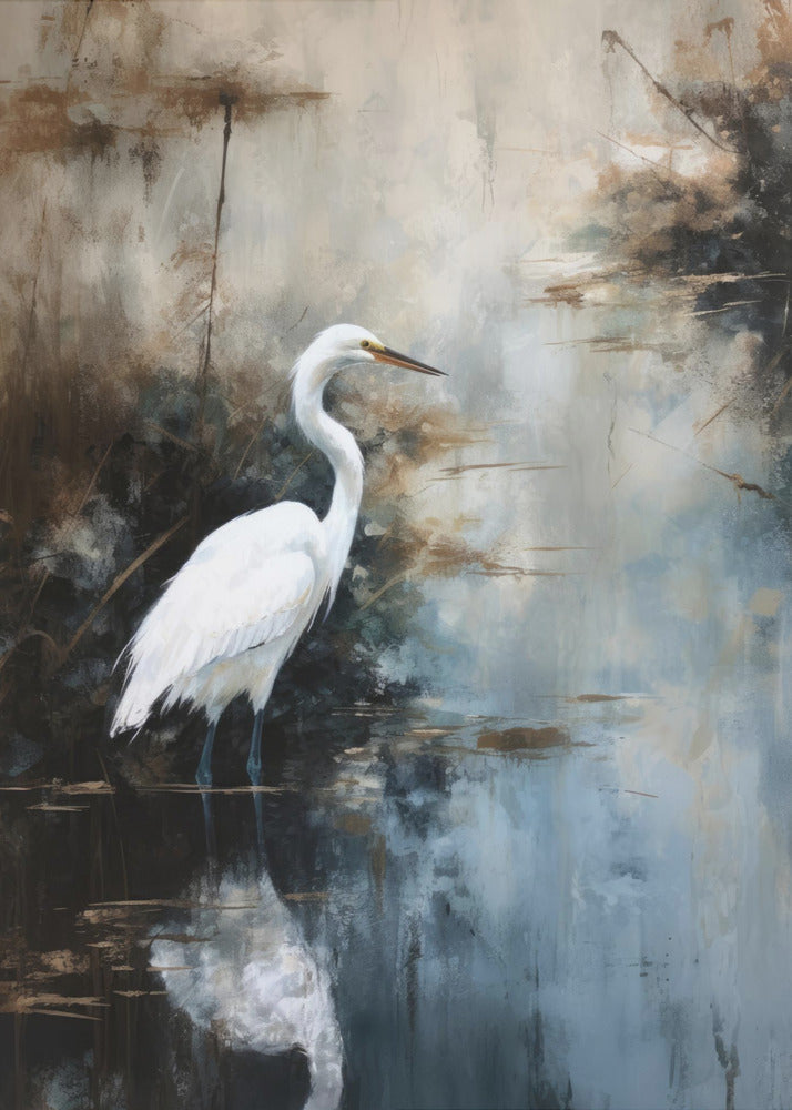 Aigrette dans le lac | Tableaux sur Toile