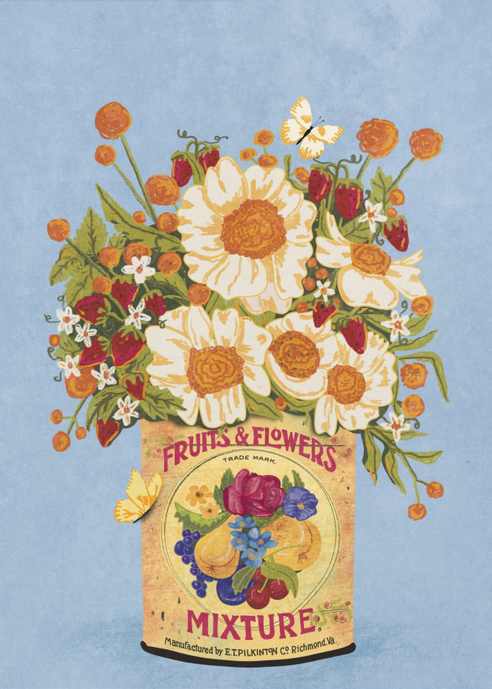 Blomster i en vintage teboks | Lerretsbilder