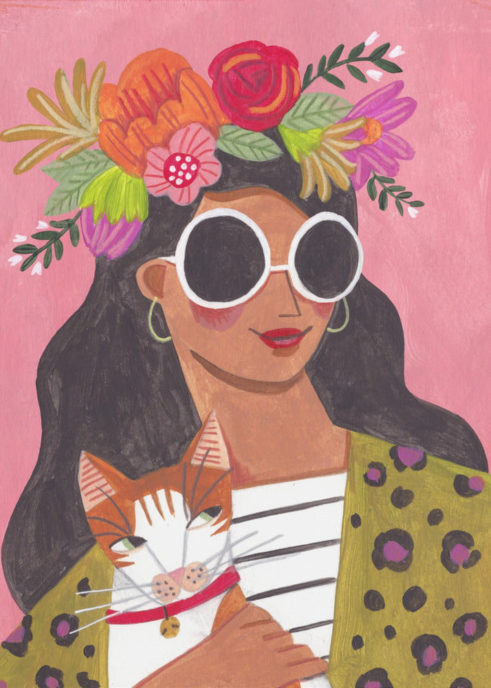 Dame aux chats | Tableaux sur Toile