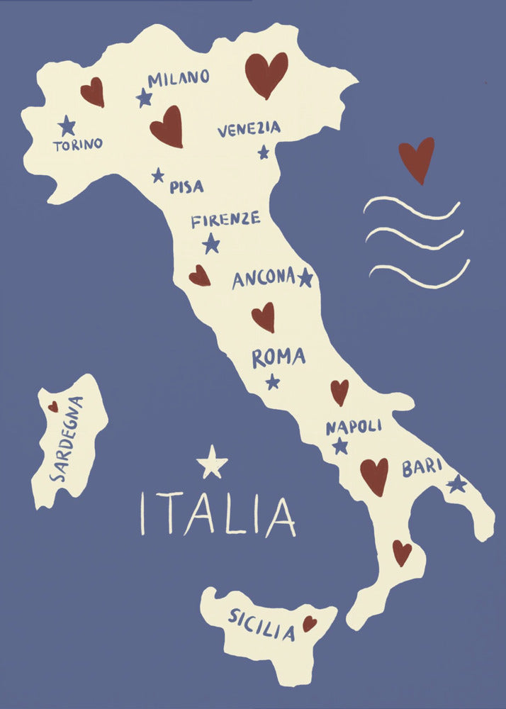 Mappa dell'Italia | Stampe su Tela