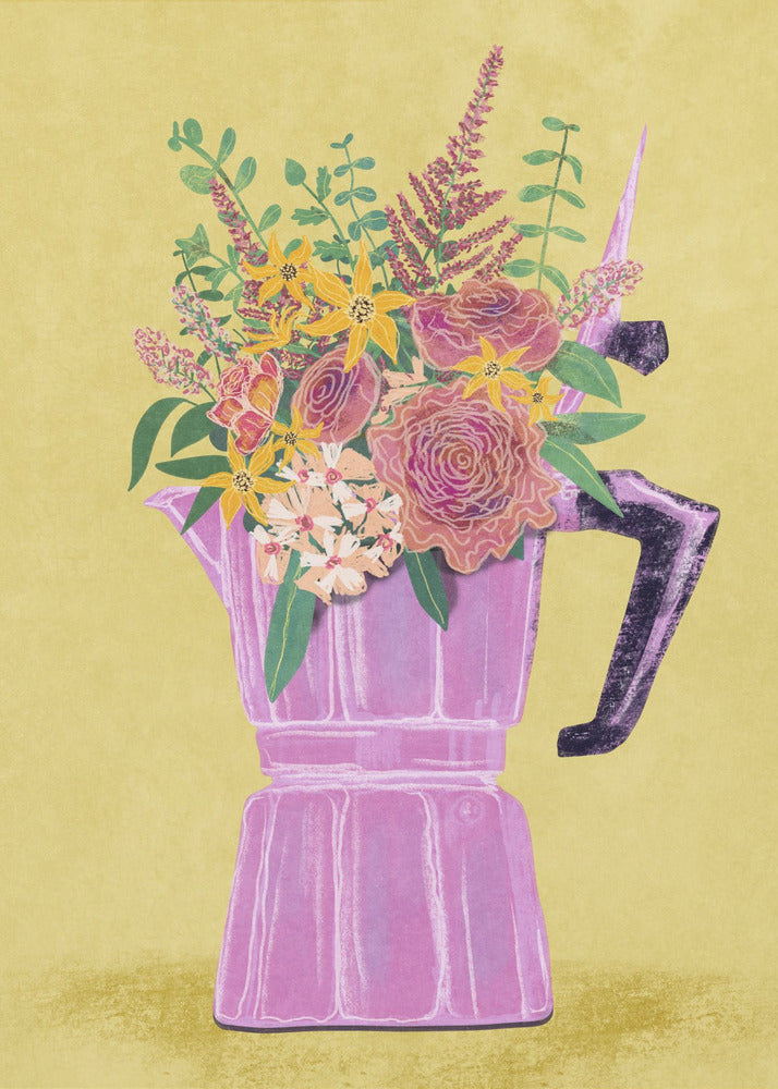 Espressomaschine mit Blumen | Poster