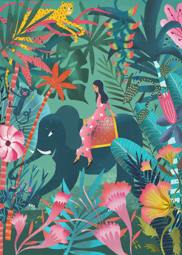 Paseo en elefante por la jungla | Impresiones en Lienzo