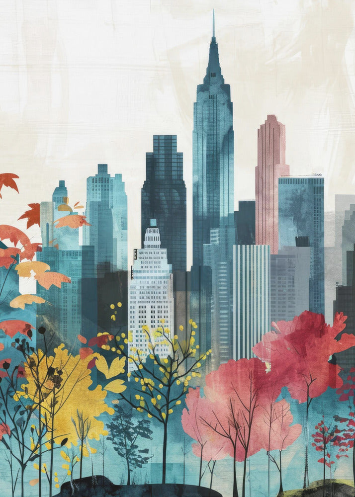 Peinture numérique à l'aquarelle de la ville de New York (1) | Tableaux sur Toile