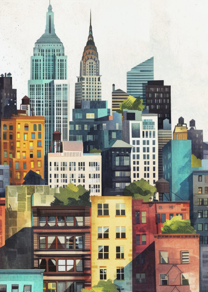 New York Cityn digitaalinen vesivärimaalaus (2) | Canvastaulut
