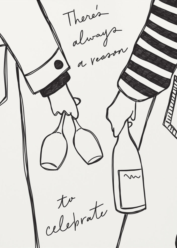 Kvinna som håller vinflaska och vinglas (svartvitt) - Wine Vin Femme Noir et Blanc | Poster