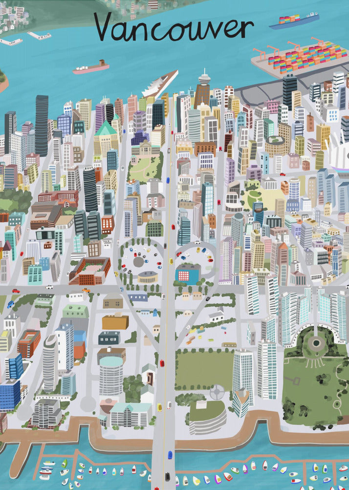 Utsikt över Vancouver City av konstnären Carla Daly | Canvas