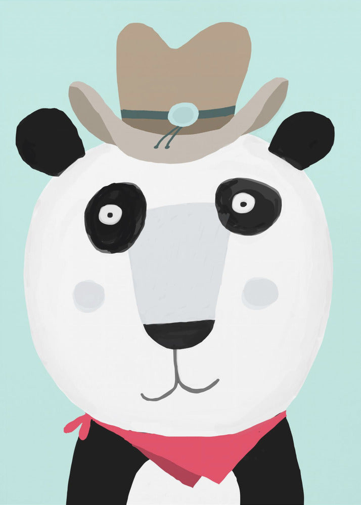 Rolig panda med cowboyhatt av konstnären Carla Daly | Canvas