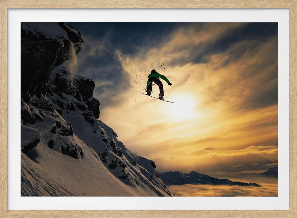 Snowboard al tramonto | Poster - Stampe d’Arte
