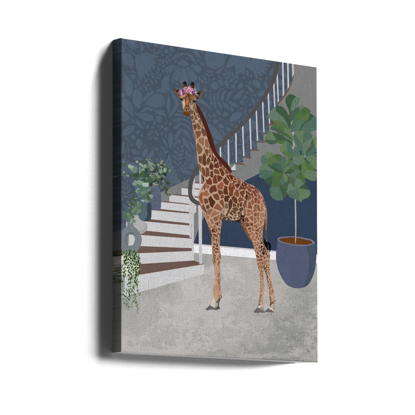 Giraf bij de trap | Canvasprints