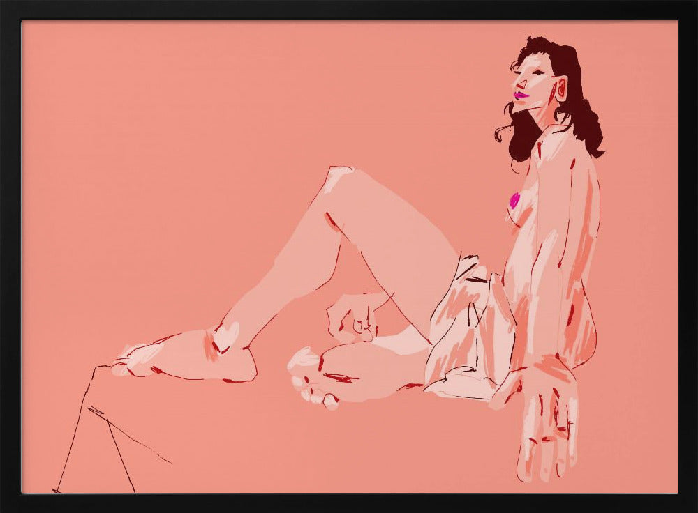Fille assise rose | Posters - Affiche Artistique