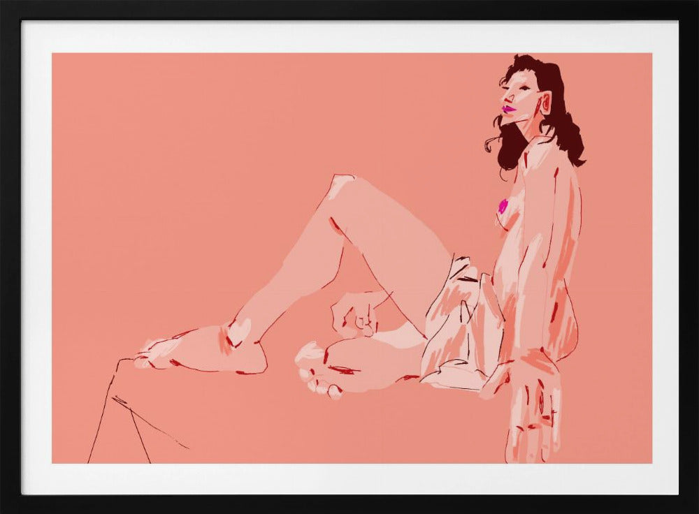 Fille assise rose | Posters - Affiche Artistique
