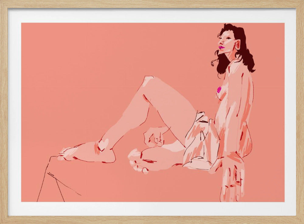 Fille assise rose | Posters - Affiche Artistique