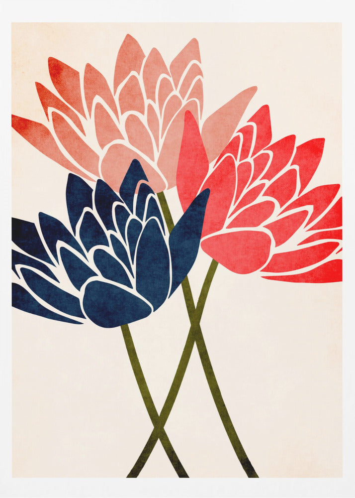 Tres flores danzantes | Posters  - Impresiones de Arte