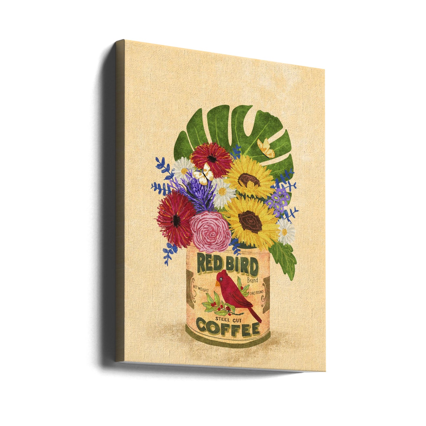 Fleurs dans une boîte à café vintage | Tableaux sur Toile