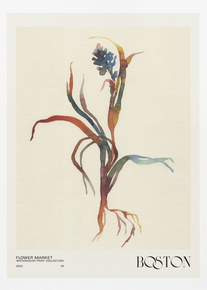 Watercolor print collection. Flower market - Boston | Poster