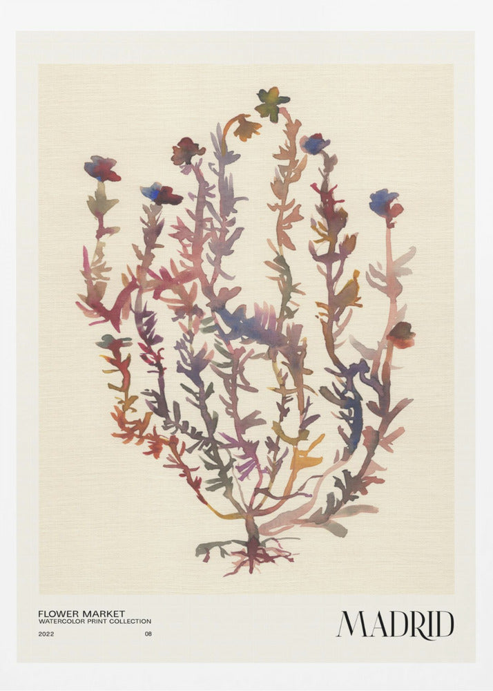 Watercolor print collection. Flower market - Madrid | Poster
