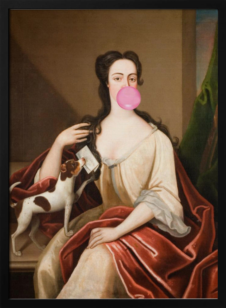 Renaissance Bubble Gum Portrait and Dog / Altered Art | Poster