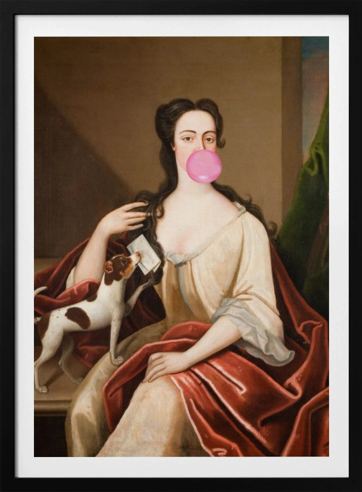 Renaissance Bubble Gum Portrait and Dog / Altered Art | Poster