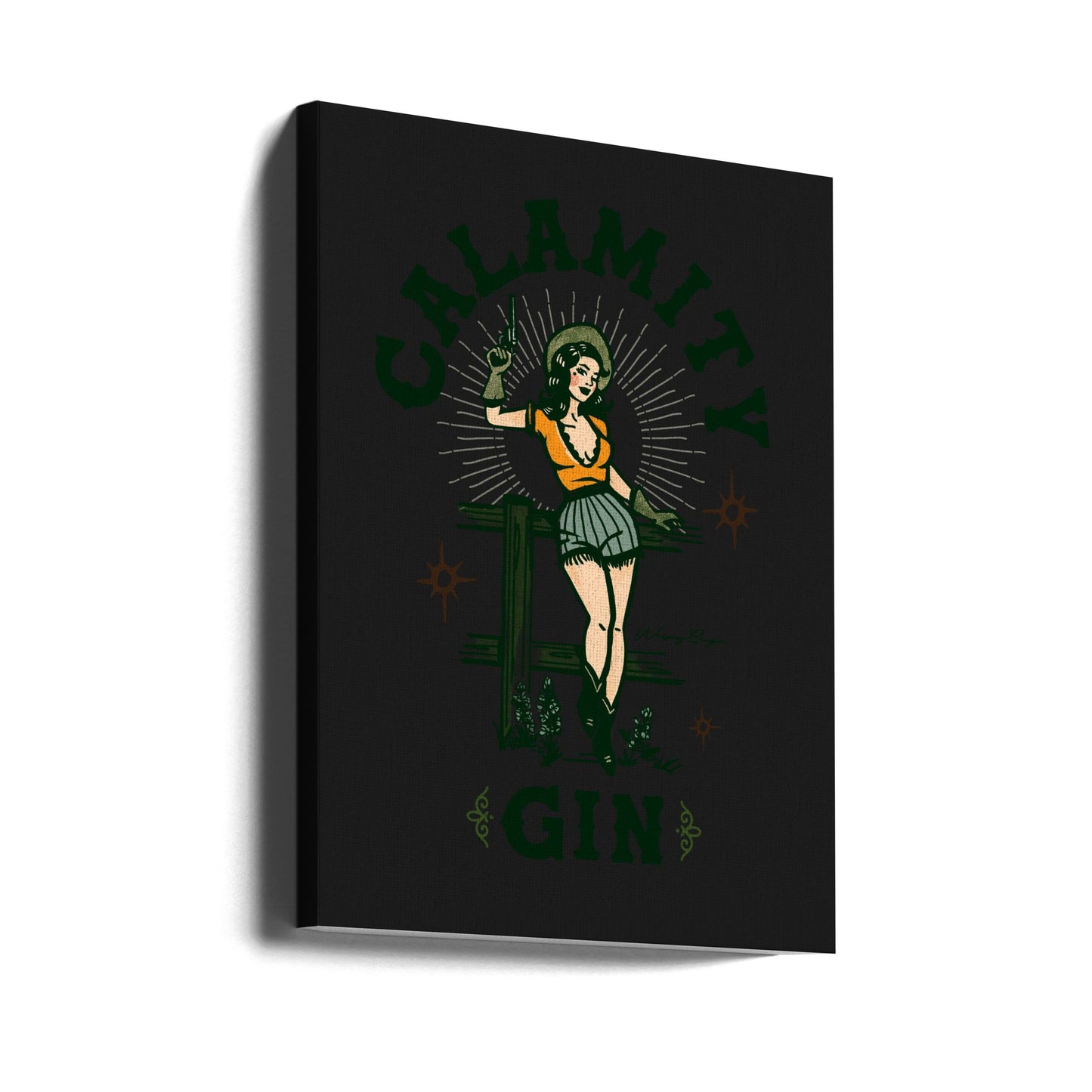 Calamity Gin - Arte divertido de vaquera retro occidental Impresiones en Lienzo