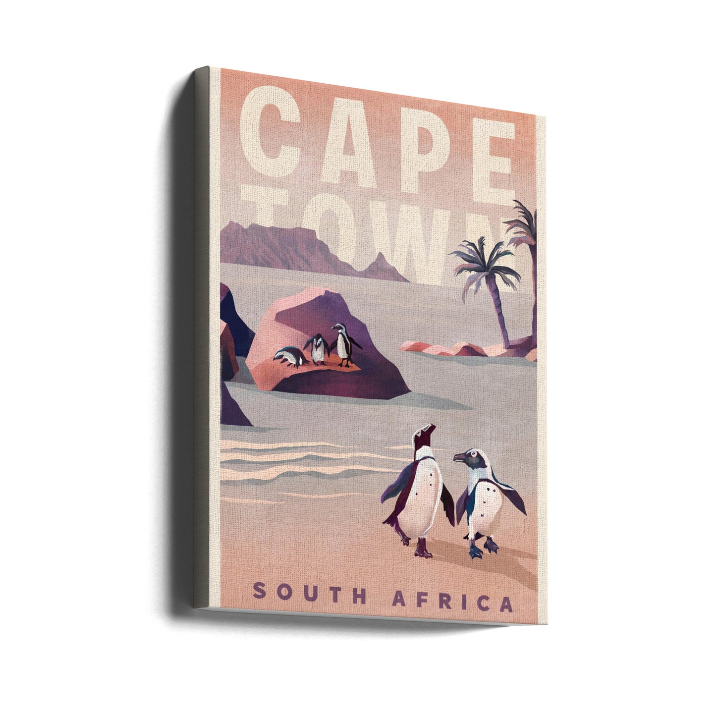 Arte de viaje vintage de Ciudad del Cabo, Sudáfrica | Impresiones en Lienzo