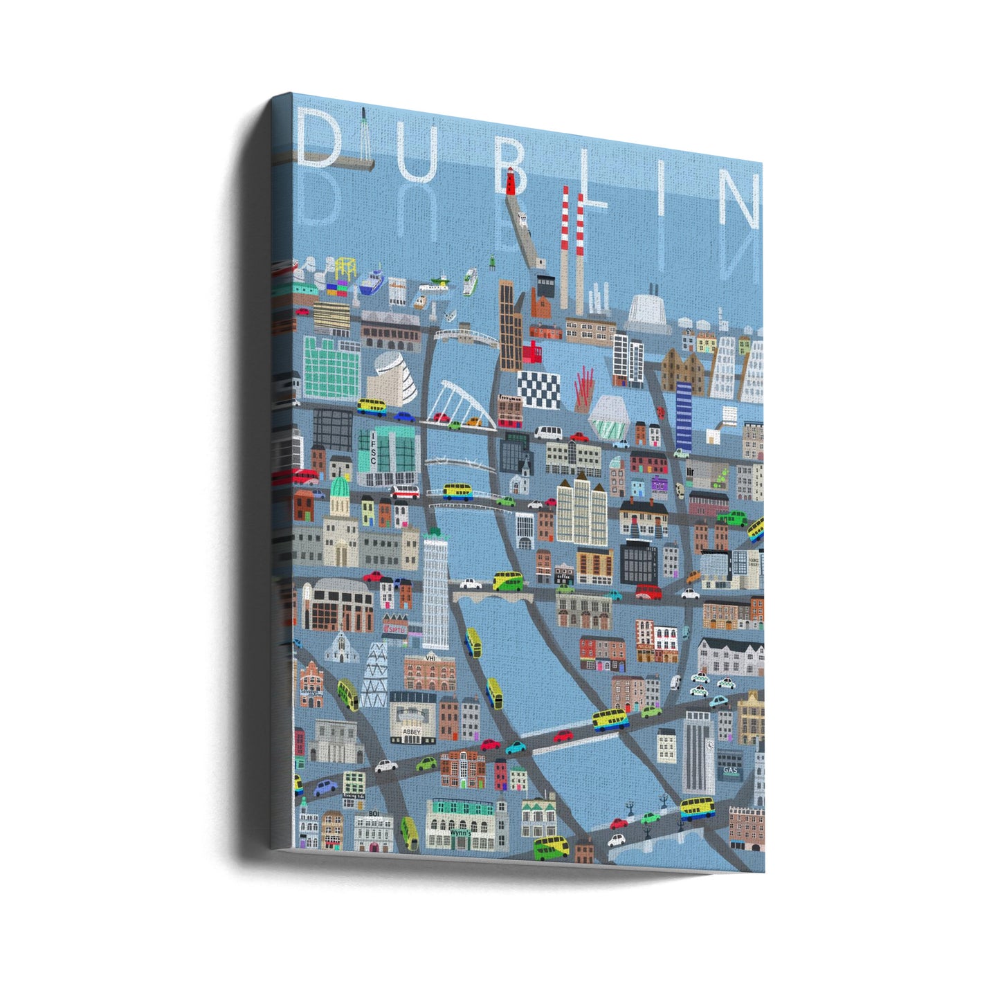 Illustrert utsikt over Dublin by, Irland av kunstneren Carla Daly | Lerretsbilder