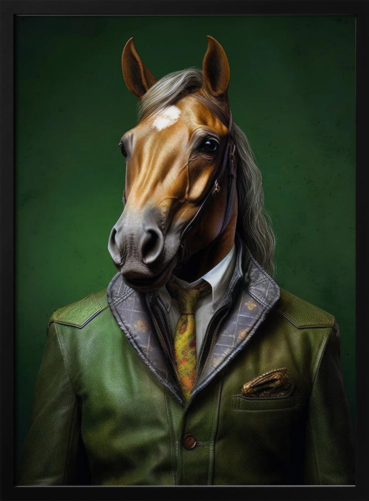 Elegant Green Horse Animal Art | Poster
