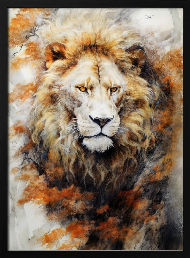 White Lion Watercolor Animal Art | Poster