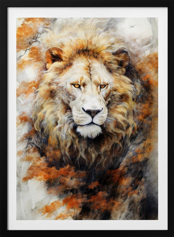 White Lion Watercolor Animal Art | Poster