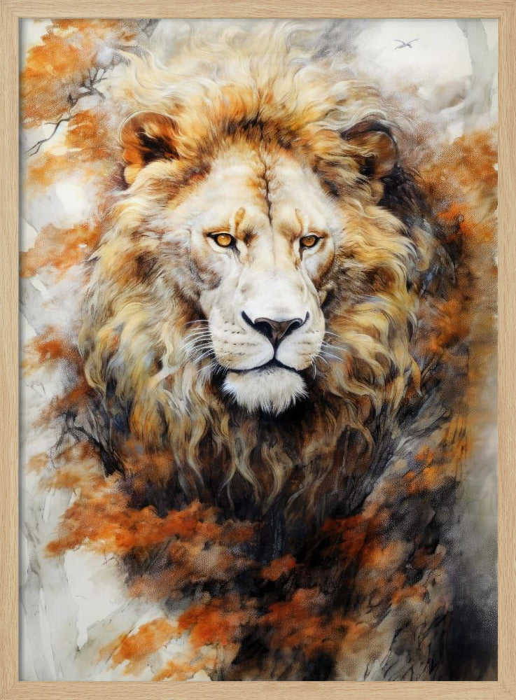 White Lion Watercolor Animal Art | Poster