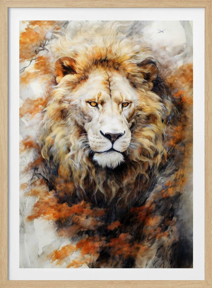 White Lion Watercolor Animal Art | Poster