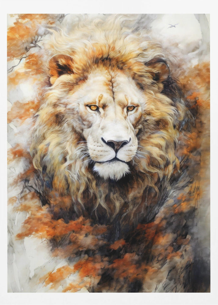 White Lion Watercolor Animal Art | Poster