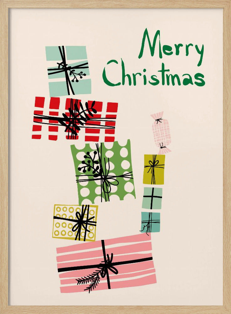 Wobbly pile of Christmas presents | Poster