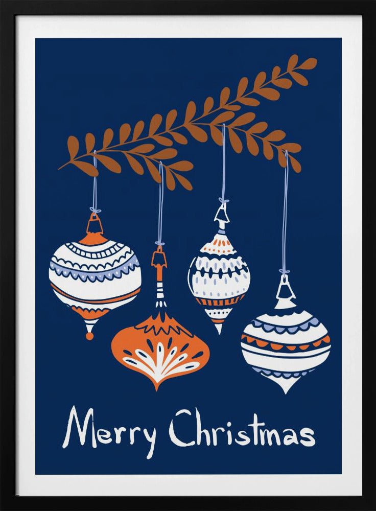 Cheerful little Christmas baubles blue | Poster