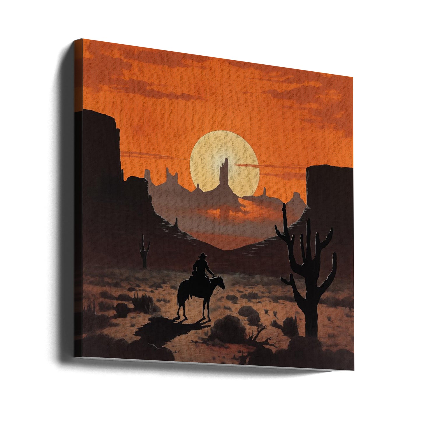 Cowboy au coucher du soleil | Tableaux sur Toile