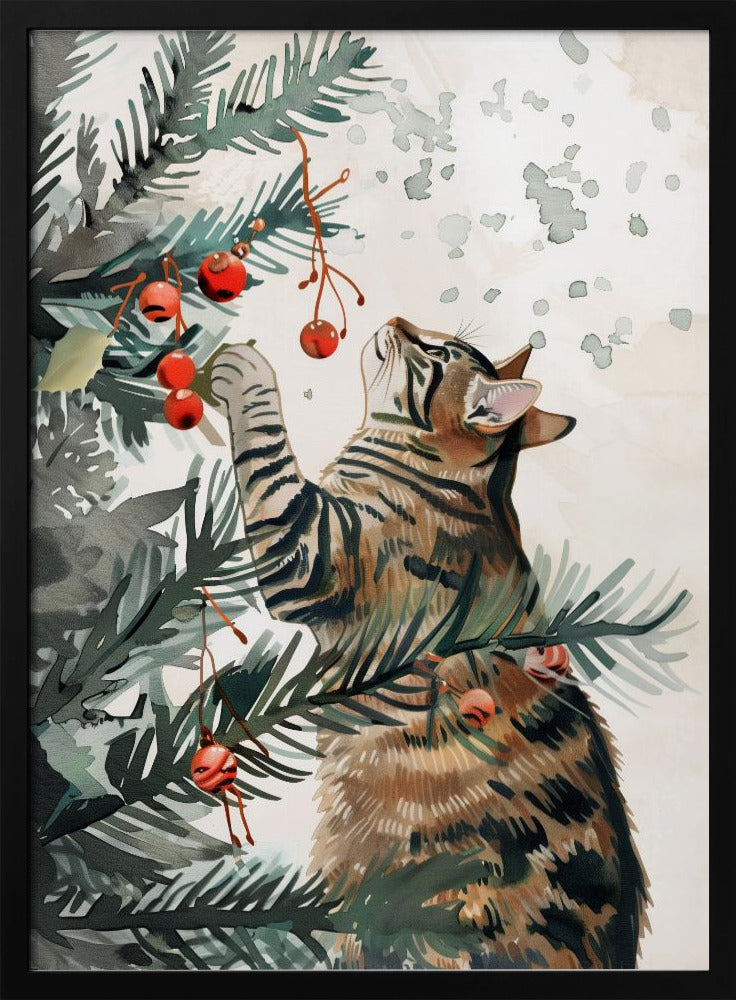 Kattunge och julgran | Poster