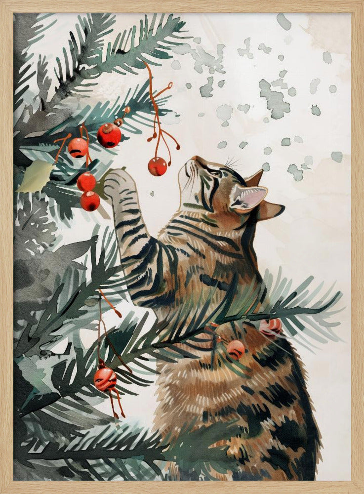 Kattunge och julgran | Poster