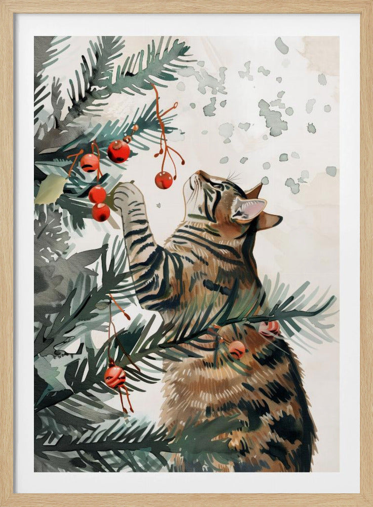 Kattunge och julgran | Poster